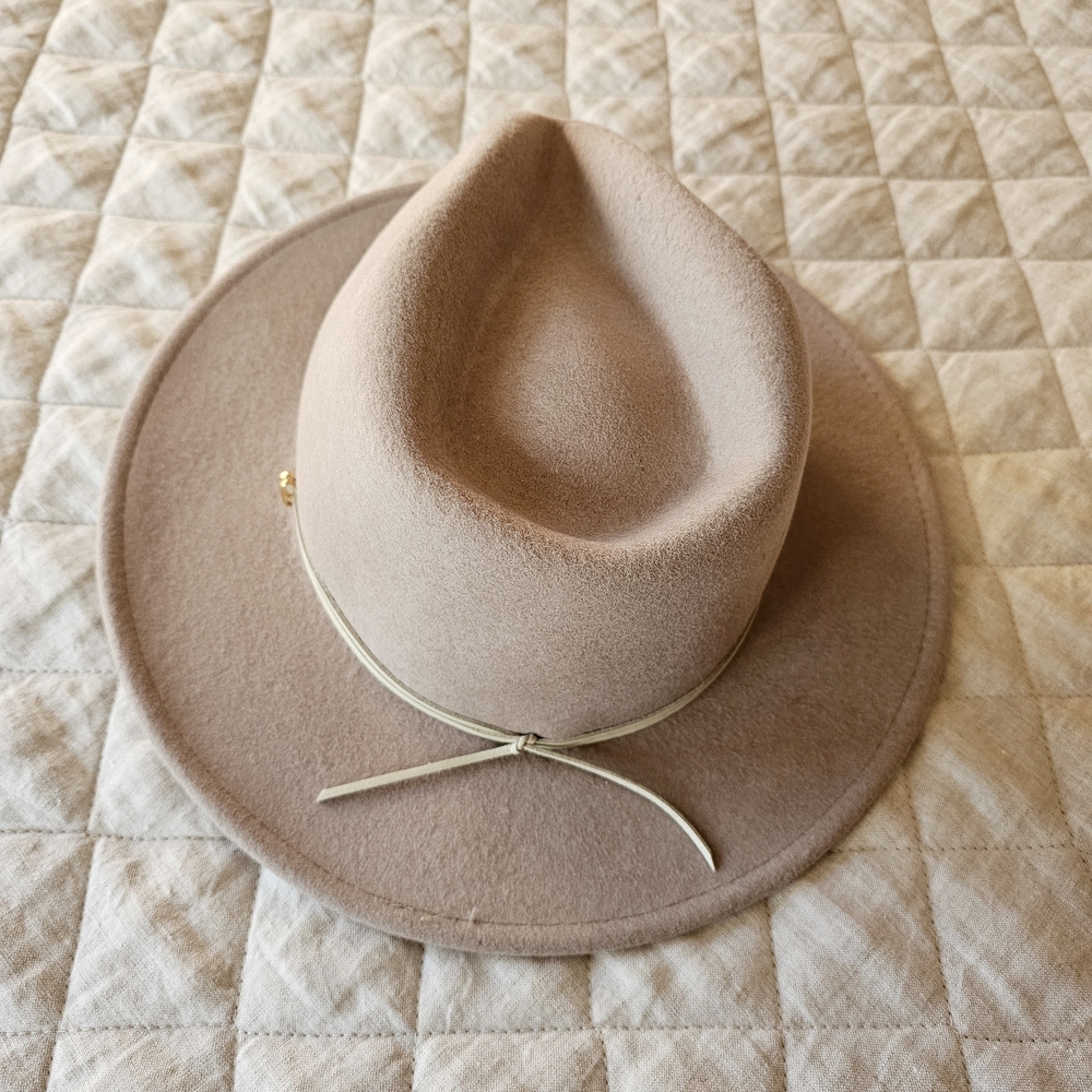 Anthropologie Van Palma Wide Brim Wool Felt Western Hat - Beige - Size S